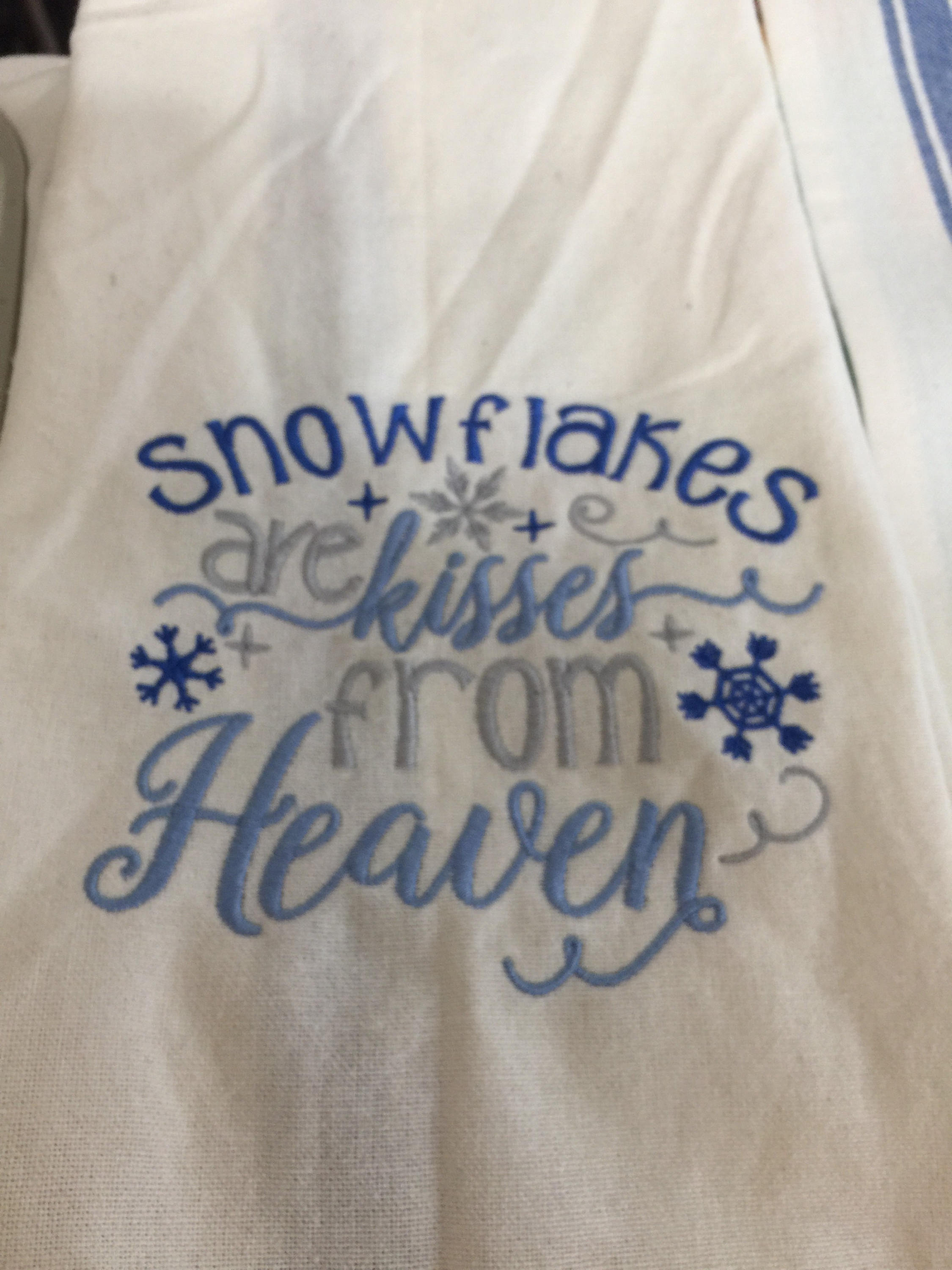 New Tea Kitchen Towel Embroidered CHRISTMAS Winter Snowflakes Etsy