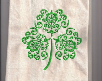 New Tea Kitchen towel embroidered SHAMROCK St Patrick's day