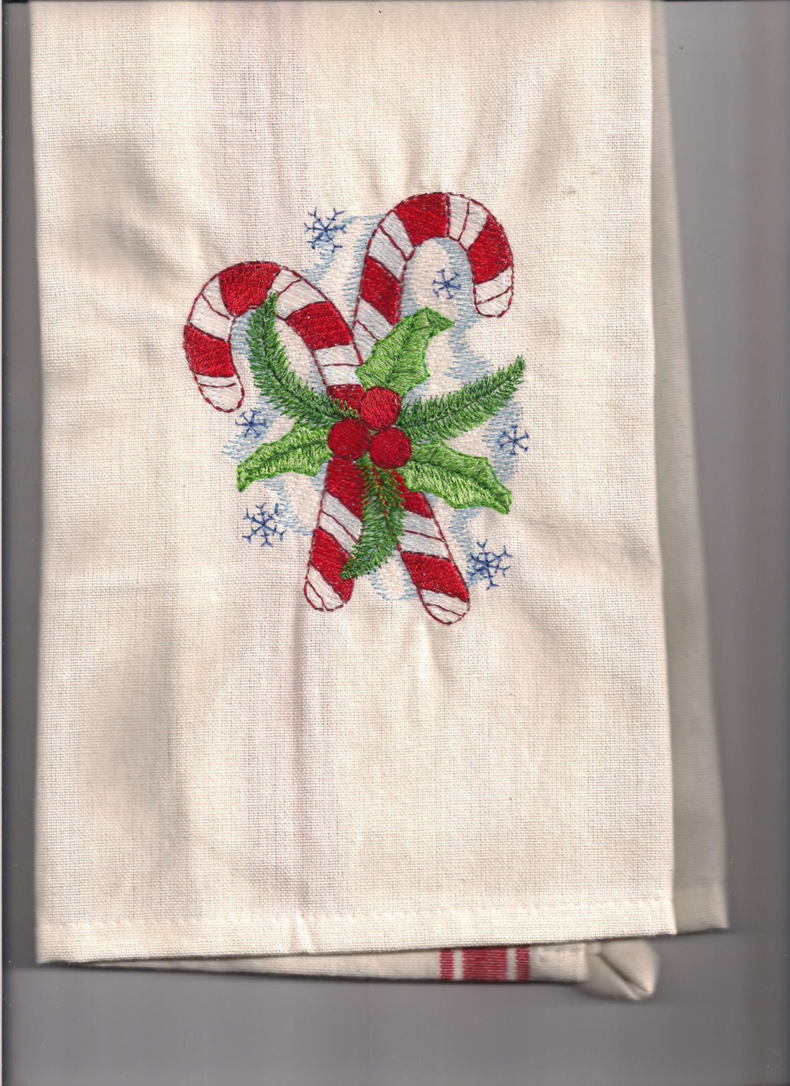 New Tea Kitchen Towel Embroidered CHRISTMAS Candy Canes Etsy