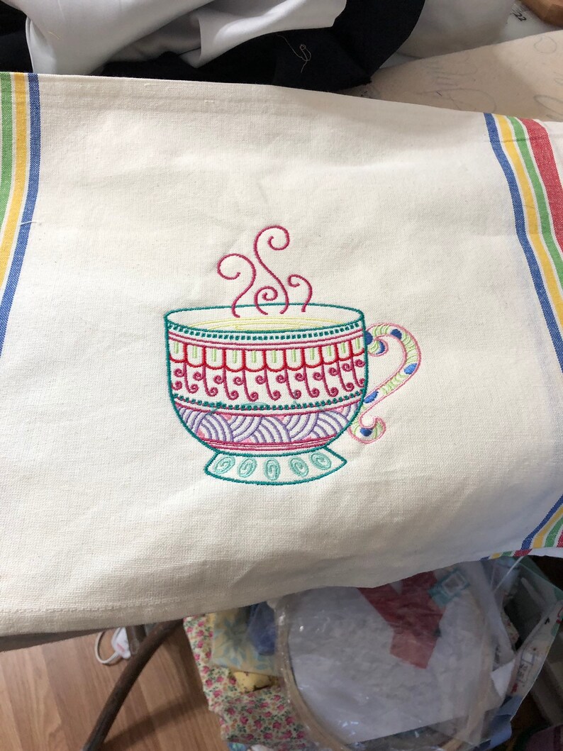 New Aunt Martha kitchen tea towel with TEACUP mehndi Etsy