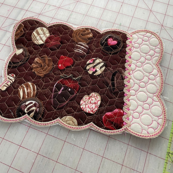 NEW Embroidered Mug RUg mouse pad Chocolate candy fabric