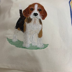 NEW Embroidered kitchen tea  towel with dogs BEAGLE