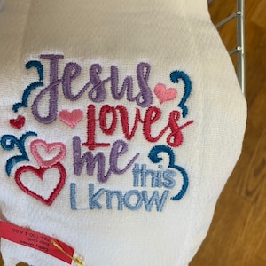 Burp cloths machine embroidery Jesus Loves me this I Know