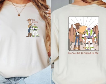 Camiseta personalizada de Toy Story, camiseta personalizada de Hermana Mayor y Hermano Mayor, camiseta de viaje familiar de Woody y Buzz Lightyear, camiseta de regalo a juego para mejor amigo