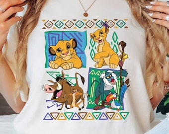 König der Löwen Shirt, Simba Timon Pumbaa Rafiki Zazu T-Shirt, Disney Familienurlaub Shirt, Retro Tribal König der Löwen Geschenk, Hakuna Matata