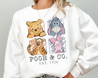 Pooh and Co Est 1926 Sweatshirt, Vintage Winnie the Pooh Crewneck, Disney Friends Shirt, Tigger Eeyore Piglet Pullover, Retro Disney Gift