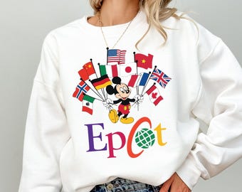 Epcot Micky Maus Sweatshirt, Disney World Flaggen Shirt, trinken rund um die Welt T-Shirt, Disney Familien Urlaub Geschenk, Epcot International
