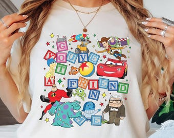 You've Got A Friend In Me Shirt, Pixar Characters Squad Tee, Disney Family Shirt, Woody Buzz Lightyear McQueen Sulley Mike Joy Sadness Top