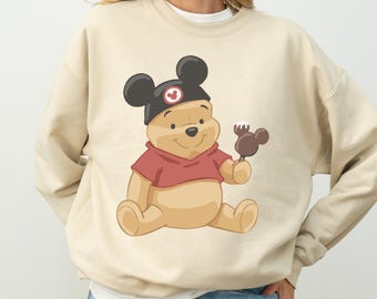 Winnie Puuh Micky Ohr Hut Shirt, Pooh Bär Disney Snack T-Shirt, Vintage Magisches Königreich Urlaub Sweatshirt, Pooh Bär Eiscreme T-Shirt