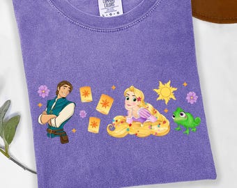 Comfort Colors Rapunzel Flynn Rider Pascal Shirt, Tangled Floating Lanterns Tee, Disney Princess Comfort Colors Shirt, Best Day Ever Gift