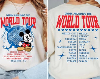 Trinken Sie rund um die Welt Tour Shirt, Mickey Epcot World Showcase T-Shirt, Disney Trinkgruppe Shirt, Disney Familienreise, Retro World Tour T-Shirt