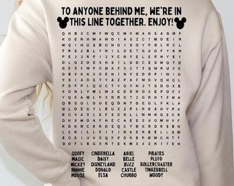 Funny Disney T-Shirts, Interactive Tees for Disney Dad, Line Waiting Puzzle, Disneyland Style, Theme Park Wear, Magic Kingdom Fashion