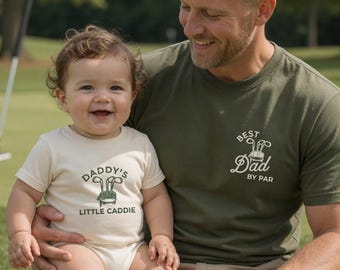 Conjunto a juego para padre e hijo, ropa para papá golfista, conjunto para el pequeño caddie de papá, camiseta "El mejor papá por par", idea de regalo para papá primerizo, regalo del Día del Padre