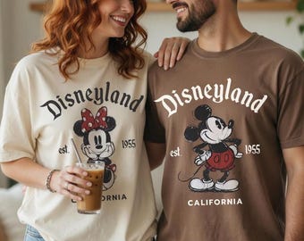 Camisetas para parejas de Disney, camiseta vintage de Disneyland, conjuntos retro a juego de Mickey y Minnie, regalos de aniversario para amantes de Disney, linda cita nocturna.