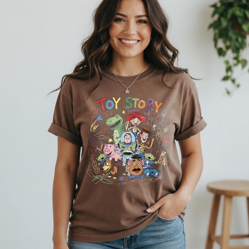 Toy Story-tröja, retrografiktröja, kläder för animationsfans, Pixar-karaktärströja, födelsedagspresent till honom eller henne, vintagefilmsmerchandise bild 4