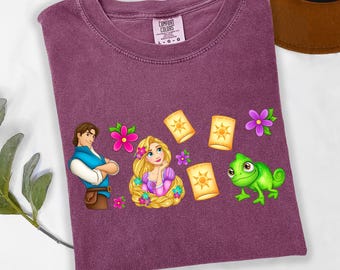 Comfort Colors Rapunzel and Flynn Rider Shirt, Tangled Pascal and Lanterns Tee, Disney Princess Gift, Best Day Ever Apparel, Disney Family
