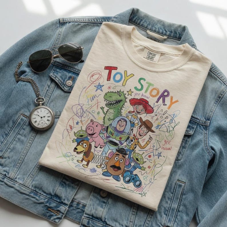 Toy Story-tröja, retrografiktröja, kläder för animationsfans, Pixar-karaktärströja, födelsedagspresent till honom eller henne, vintagefilmsmerchandise bild 1