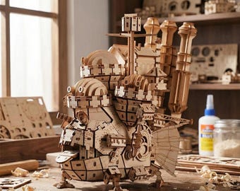 3D Handmade Castle DIY Wooden Puzzle - Inspired by Howls Moving Castle Gift