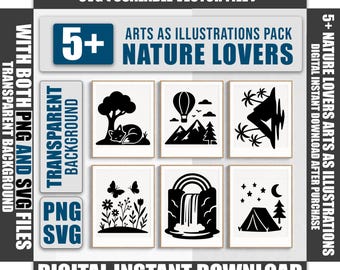 Nature Line Art SVG Bundle, Abstract Botanical Clipart (Digital Download)
