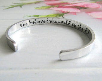 Hidden Message Bracelet, Personalised Bracelet, 6mm Custom Secret Message Cuff, Hand-Stamped Aluminium Cuff, Coordinates Gift, Gift for Her