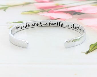 Personalised Friends Hidden Message Bracelet: Custom 6mm Aluminium Adjustable Hand-Stamped Cuff Gift