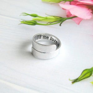 Personalised Hidden Message Wrap Ring, Statement Adjustable Aluminium Ring, Custom Secret Message Jewellery Gift, Mens Womens Ring