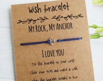 My Rock My Anchor Wish Bracelet, Anchor Bracelet, Friendship Bracelet, Gift for Boyfriend  Girlfriend Husband Wife, Best Friend Gift