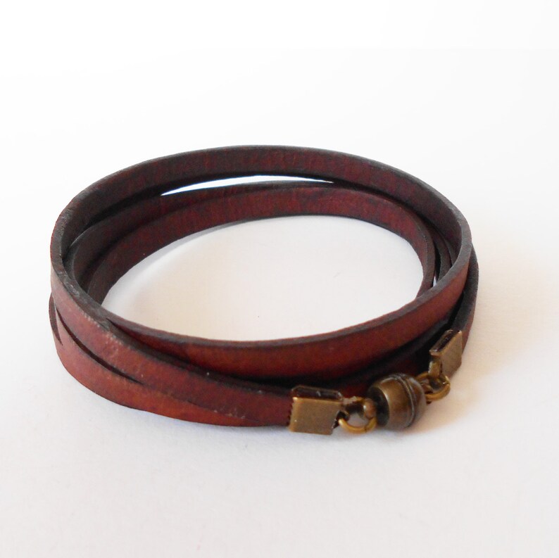 Mens Brown Leather Wrap Bracelet Distressed Brown Leather Etsy