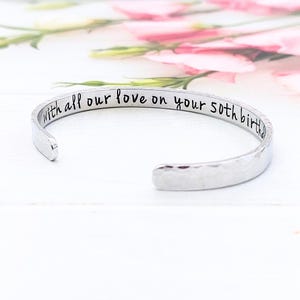 30th 40th 50th 60th 70th 80th Birthday Gift Bracelet: Personalised 6mm Aluminium Hidden Message Bracelet, Custom Milestone Jewellery Gift
