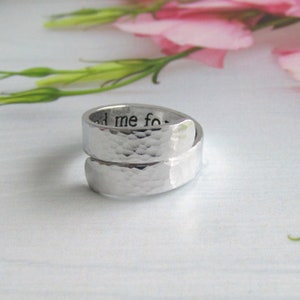 Hidden Message Wrap Ring, Aluminium Ring, Personalised Thumb Ring, Adjustable Ring, Secret Message Wraparound Ring, Mens Ring, Womens Ring