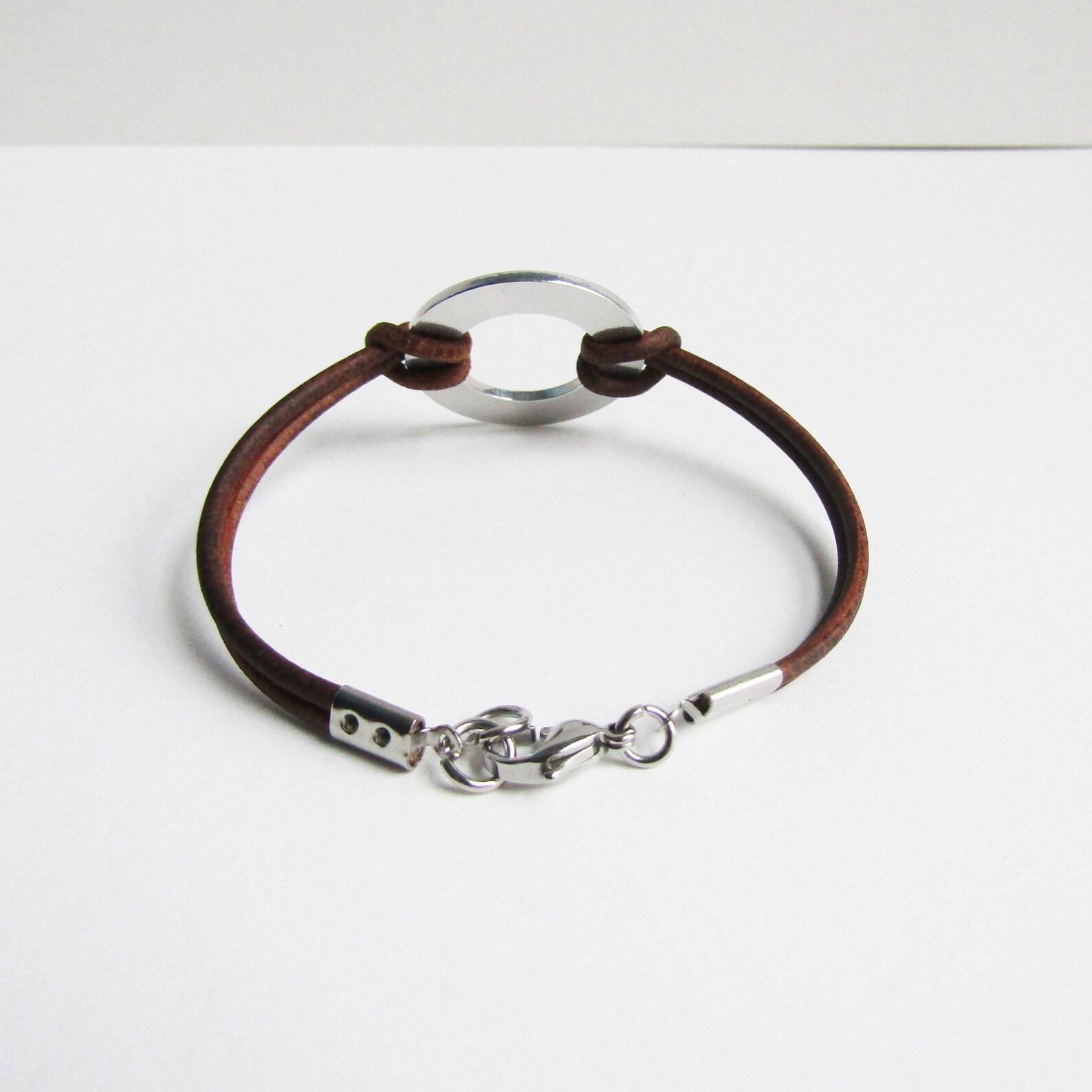 Custom Stamped Leather Bracelet Personalised Stamped Washer Etsy UK