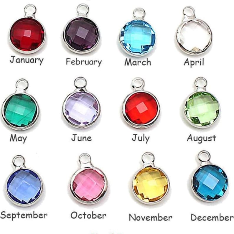 Family Birthstone Keyring Personalised Names Keychain Etsy