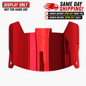 Red Chrome Mirrored Full Size Football Helmet Visor (For Display Purposes Only) Plus Clips SAME DAY SHIPPING if ordered by 2pm central time