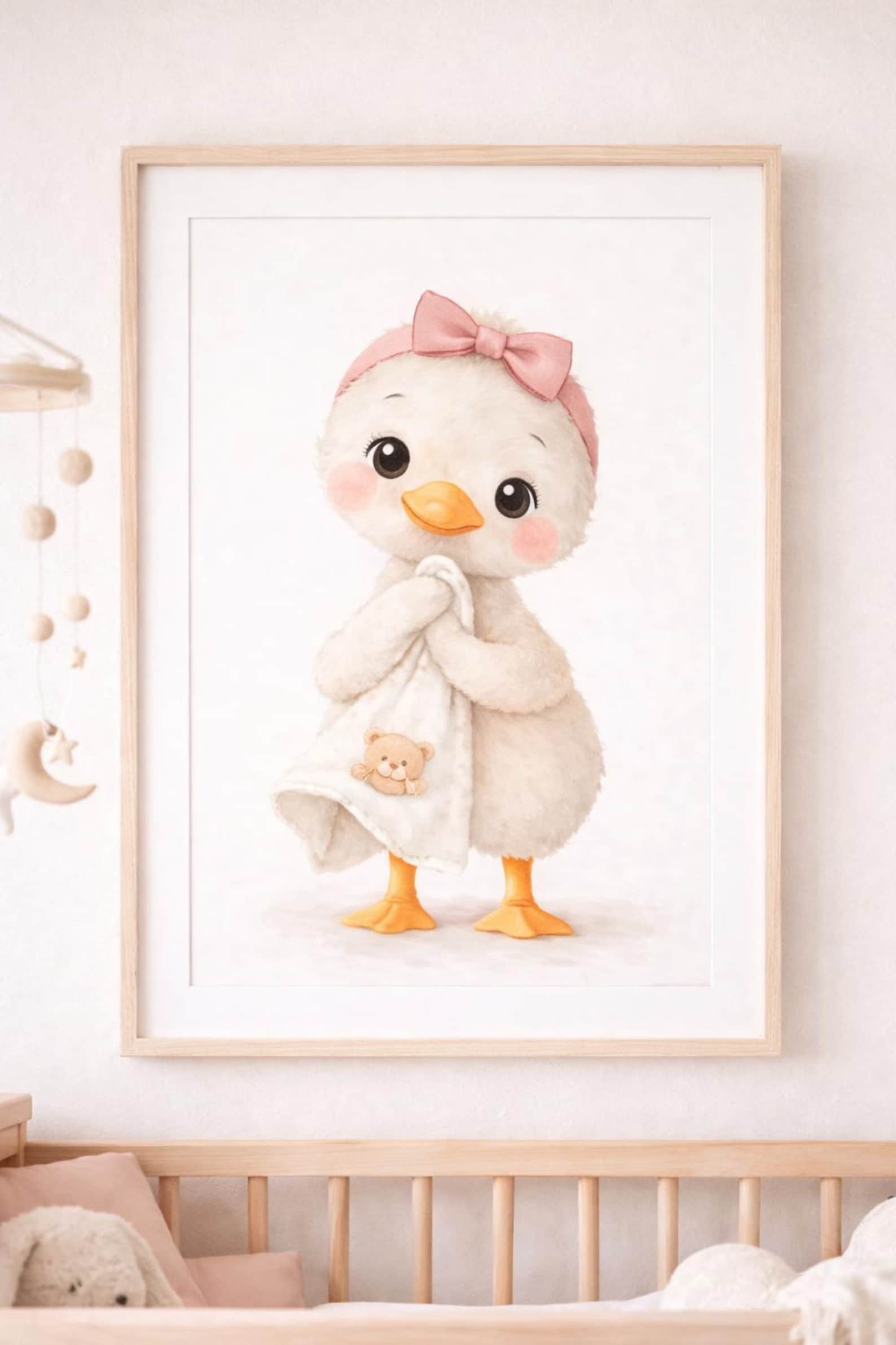 Baby Duck Nursery Wall Art Printable, Sweet Duckling With Lovey ...