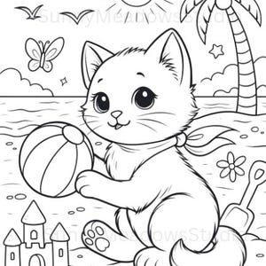 25 adorabili pagine da colorare di gattini stampabili per bambini / Libro da colorare di gatti in PDF / Attività per il momento di silenzio in età prescolare / Download immediato immagine 6