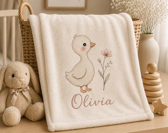 Personalized Duckling Lovey Blanket | Baby Security Blanket with Name | Personalized Baby Girl Gift | Soft Plush Lovey | Baby Shower Gift