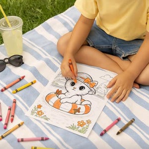25 adorabili pagine da colorare di gattini stampabili per bambini / Libro da colorare di gatti in PDF / Attività per il momento di silenzio in età prescolare / Download immediato immagine 5