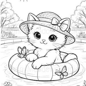 25 adorabili pagine da colorare di gattini stampabili per bambini / Libro da colorare di gatti in PDF / Attività per il momento di silenzio in età prescolare / Download immediato immagine 2