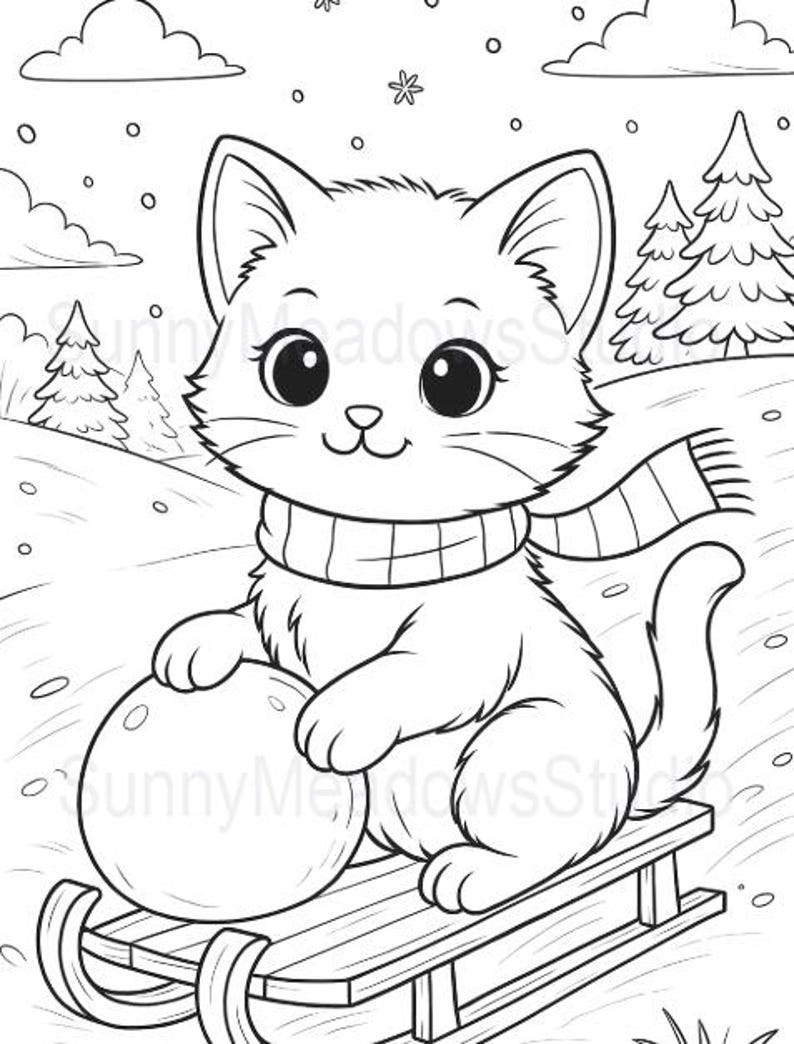 25 adorabili pagine da colorare di gattini stampabili per bambini / Libro da colorare di gatti in PDF / Attività per il momento di silenzio in età prescolare / Download immediato immagine 11