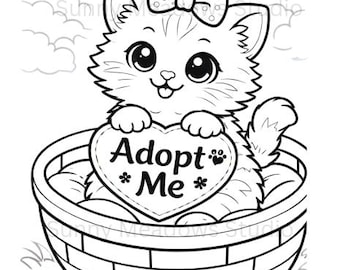 20 Cute Kitty Coloring Pages for Kids – Spring Cat Activity Pack, Instant Printable Party Craft, Classroom Fun PDF, Easter/Spring Printable