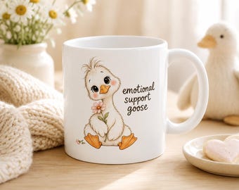 Emotional Support Goose Mug | Cute Goose Coffee Mug | Funny Encouragement Gift for Friend, Coworker or Teacher