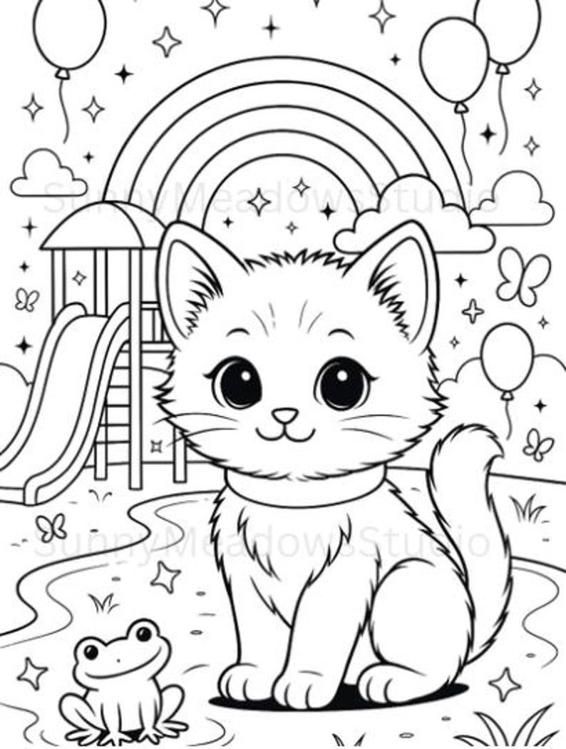 25 adorabili pagine da colorare di gattini stampabili per bambini / Libro da colorare di gatti in PDF / Attività per il momento di silenzio in età prescolare / Download immediato immagine 7