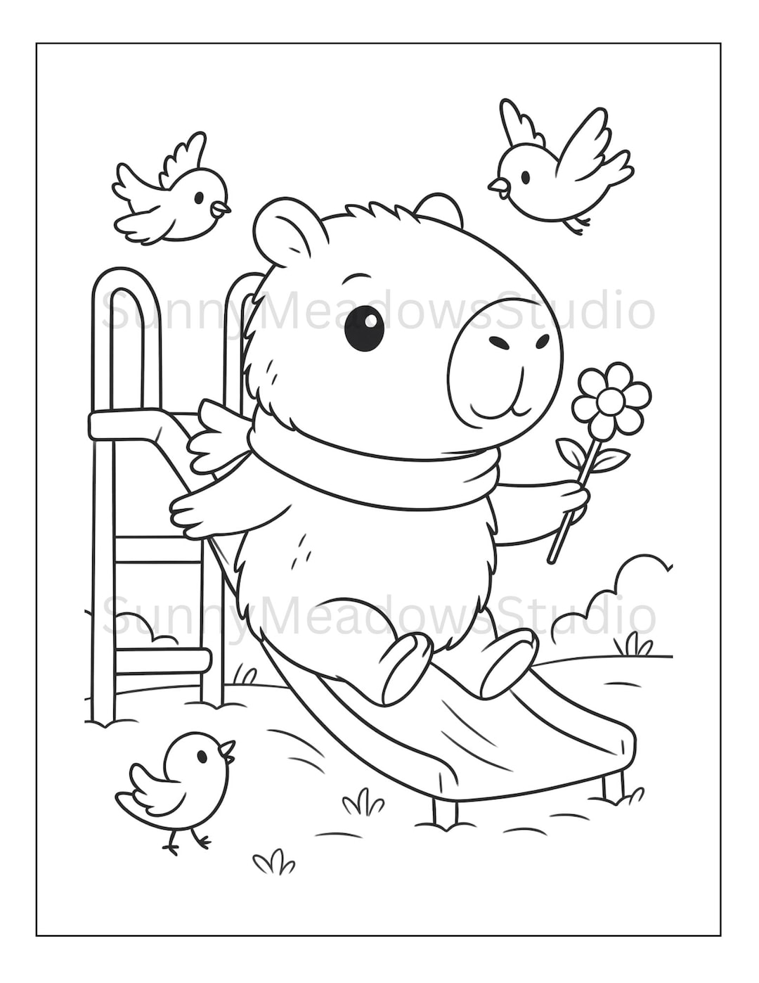 30 Cute Capybara Coloring Pages for Kids, Capybara Printable Activity ...