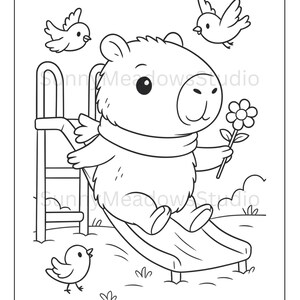 30 schattige capibara kleurplaten voor kinderen, afdrukbaar activiteitenpakket capibara, direct afdrukbaar feest, leuke pdf voor de klas