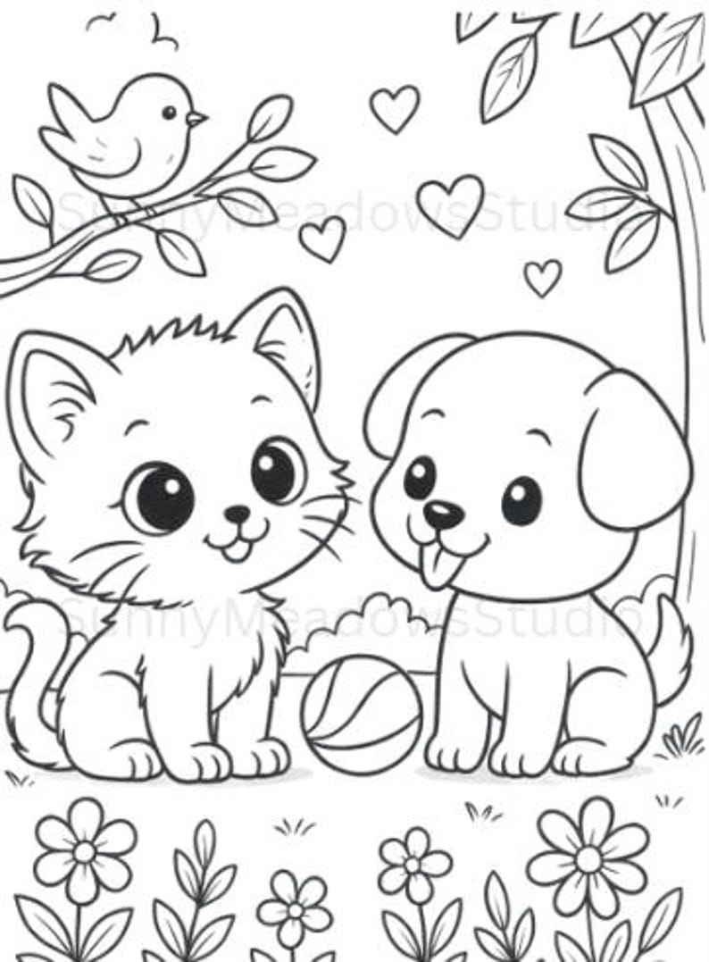 25 adorabili pagine da colorare di gattini stampabili per bambini / Libro da colorare di gatti in PDF / Attività per il momento di silenzio in età prescolare / Download immediato immagine 1