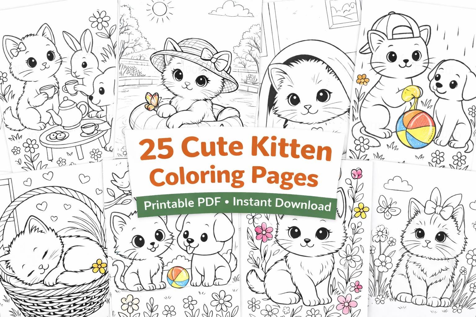 25 Cute Kitten Coloring Pages Printable for Kids | Cat Coloring Book ...