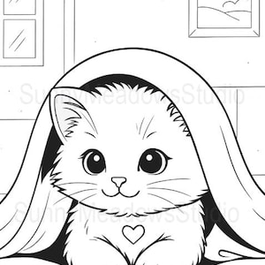 25 adorabili pagine da colorare di gattini stampabili per bambini / Libro da colorare di gatti in PDF / Attività per il momento di silenzio in età prescolare / Download immediato immagine 9