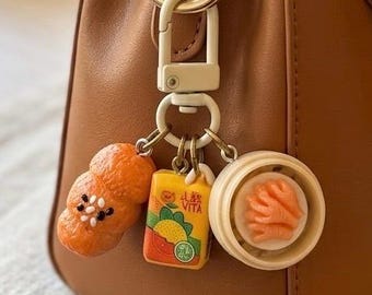 Porte-clés aliments faits main personnalisés | Boba • Dim sum • Petits pains aux boulettes | Nourriture miniature | Cadeau personnalisé