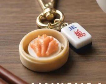 Portachiavi con ciondolo a forma di sacchetto di Mahjong / Miniatura di cibo Dim Sum / Ciondolo personalizzato per borsa / Regalo