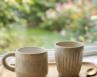Mug en céramique fait main avec anse | Glaçage moucheté | Coffret cadeau